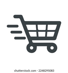 Fast delivery shopping cart icon thin line for web and mobile, modern minimalistic flat design.