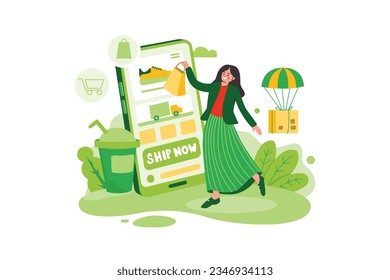 Fast Delivery Shopping Illustration Flat