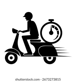 Ícone de vetor de silhueta de entrega rápida, ideias de design modernas e minimalistas, isolado no fundo branco, pode ser para sinal, logotipo de negócios, ícone de entrega expressa