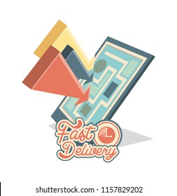 fast delivery with smartphone travel vector ilustration