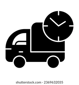 Fast delivery solid icon. Car delivery express vector illustration isolated on white. Truck shipping glyph style design, designed for web and app. Eps 10