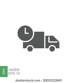 Fast delivery solid icon. Fast shipping delivery truck, 24 hour fast speed Courier van distribution business logistics for website and app. Vector illustration. design on white background. EPS 10