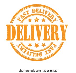 fast delivery stamp on a white, vector illustration