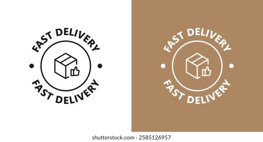 Fast delivery sticker or label. Package, delivery boxes, cargo distribution, export, return parcel.