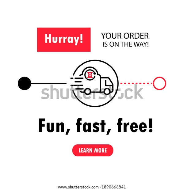Fast delivery
from store to home. Fun, fast, free delivery. Service Icons.
Digital online. Delivery route linear icon. Shop global logistic
truck van car. Delivery on
phone.