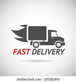 Fast Delivery Symbol Shipping Truck Silhouette Icon Design Template Vector Illustration