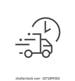 Fast Delivery Time Icon, Parcel Delivery Car, Post Car. Vector Design