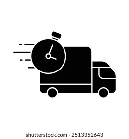 fast delivery time icon solid vector design in trendy style