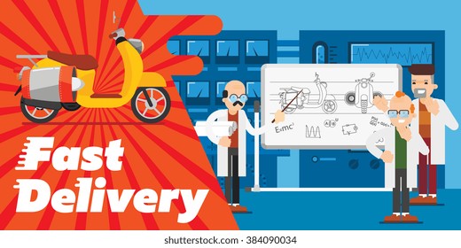 Fast delivery transport design vector banner. 