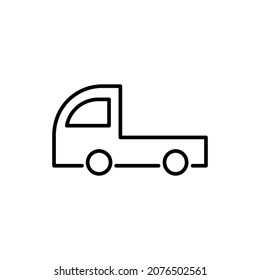 Fast delivery or truck black outline icon. Silhouette shipping truck. Trendy flat style isolated symbol. For: illustration, minimalistic, logo, app, emblem, design, web, dev, ui, ux. Vector EPS 10