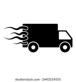 Fast delivery truck flat vector icon on white background