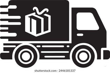Fast delivery truck flat vector icon. Express delivery symbol. Logistic trucking sign for apps and websites.