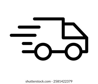 Fast delivery truck icon. Bold, minimalist line art style. Perfect for websites, apps, and presentations needing a quick  simple delivery symbol.