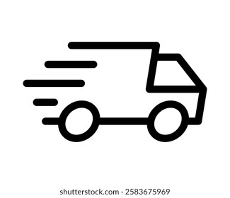 Fast delivery truck icon. Bold, minimalist line art style. Perfect for websites, apps, and presentations needing a clean, modern delivery symbol.