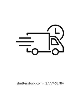 Fast delivery truck icon design line style isolated on white background. Vector illustration