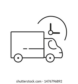 fast delivery truck icon, express delivery, quick move, line symbol on white background - editable stroke vector illustration eps10 - Vector