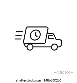 fast delivery truck icon, express delivery, quick move, line symbol on white background - editable stroke vector illustration eps10