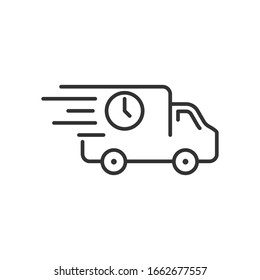 fast delivery truck icon, express delivery, quick move, line symbol. Vector illustration EPS 10