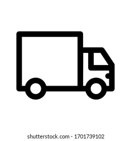 fast delivery truck icon, express delivery, quick move, line symbol on white background 