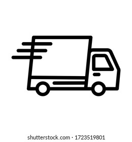 Fast delivery truck icon, express delivery. Auto delivery vector illustration on white isolated background. Lorry automobile business concept.