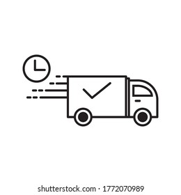 fast delivery truck icon, express delivery, quick move, editable vector illustration