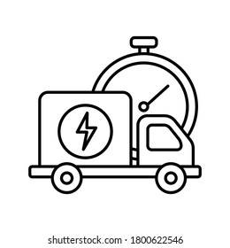 Fast delivery truck icon, express delivery, quick move, line symbol on white background - editable stroke vector illustration eps10