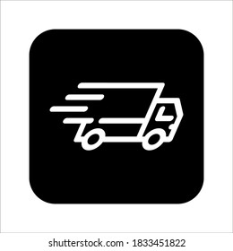 fast delivery truck icon, express delivery, quick move, line symbol on white background
