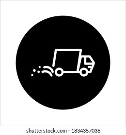 fast delivery truck icon, express delivery, quick move, line symbol on white background