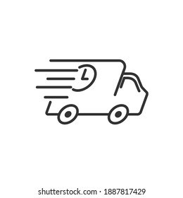 Fast delivery truck icon, express delivery, quick move, line symbol. Vector illustration color editable isolated on blank background. Eps 10.
