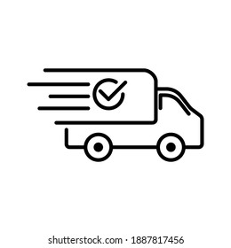 Fast delivery truck icon, express delivery, quick move, line symbol. Vector illustration color editable isolated on blank background. Eps 10.