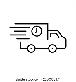 Fast delivery truck icon, express delivery, quick move, line symbol. Vector illustration EPS 10