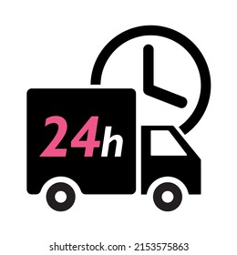 Fast delivery truck icon, express delivery, fast moving, on white transparent background - editable vector illustration, eps10