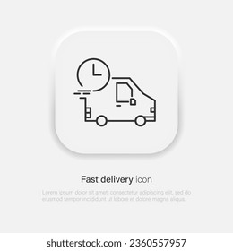 Fast delivery truck icon, express delivery, quick move, line symbol. Vector EPS 10