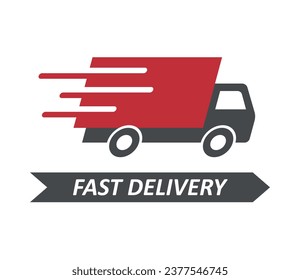 fast delivery truck icon, express shipping service van