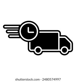fast delivery truck icon, express delivery, quick move, line symbol on white background - editable stroke vector illustration eps10