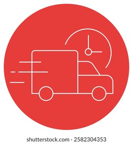 Fast delivery truck icon. Fast delivery truck icon, Express delivery symbol, Quick shipping truck logo, Speedy van, Swift transportation icon, Expedited delivery truck graphic