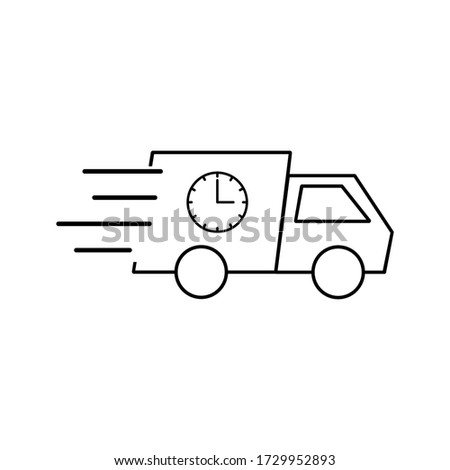 fast delivery truck icon, express delivery, quick move, line symbol. Vector illustration.EPS 10