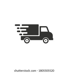 fast delivery truck icon in fill style, express delivery symbol on white background, vector illustration eps10