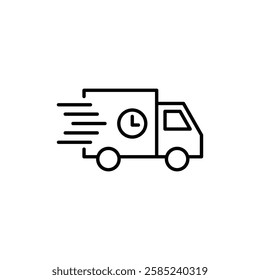 fast delivery truck icon Flat vector set outline