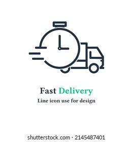 fast delivery truck icon isolated on white background, express delivery symbol vector illustration for web and mobile applications.