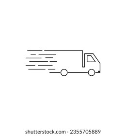 Fast delivery truck icon line on white background