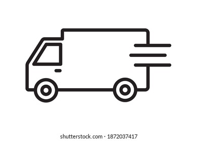 Fast delivery truck icon, quick move, express delivery, delivery truck vector illustration.