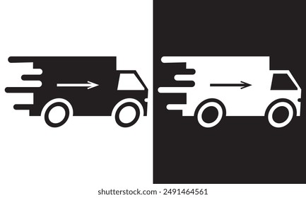 Fast delivery truck icon set. Fast shipping. Design for website and mobile apps. isolated on white and black background vector illustration. EPS 10