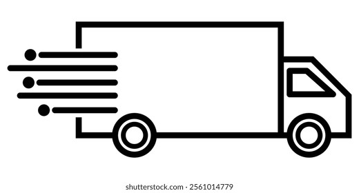 Fast delivery truck icon set. Fast free shipping truck outline symbol. Free delivery 24 hours.