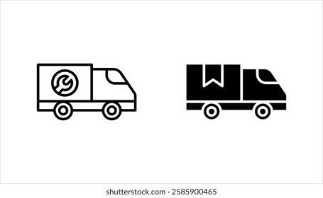 Fast delivery truck icon set, express delivery, quick move, line symbol. Vector illustration EPS 10.