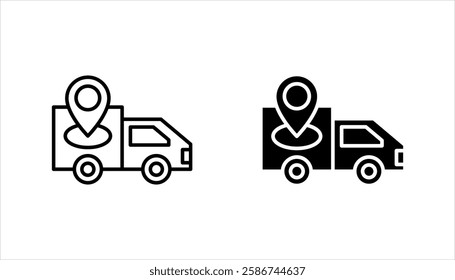 Fast delivery truck icon set, express delivery, quick move, line symbol. Vector illustration EPS 10.