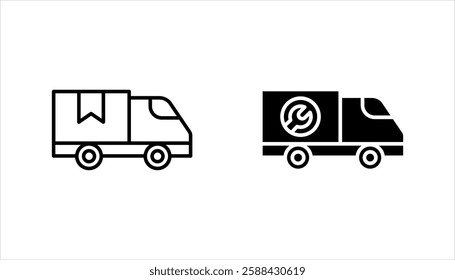 Fast delivery truck icon set, express delivery, quick move, line symbol. Vector illustration EPS 10.