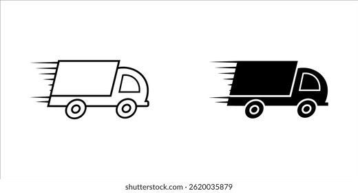 Fast delivery truck icon set. Fast shipping. Design for website and mobile apps. Vector illustration.
