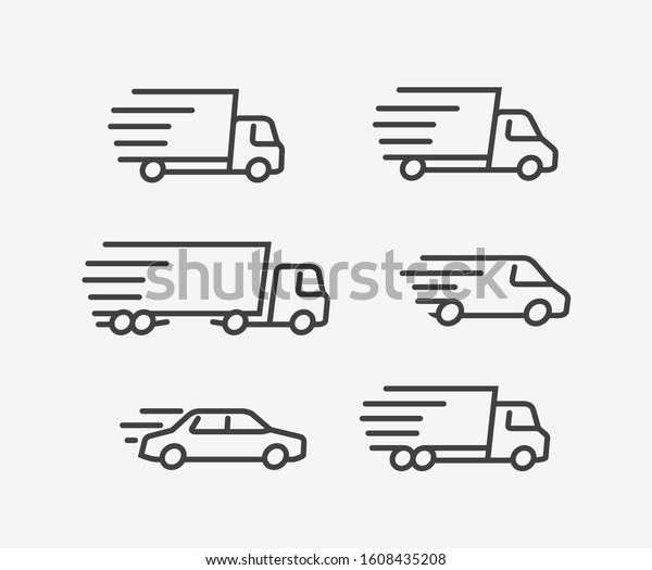 Fast delivery truck icon set. Transport,\
transportation vector