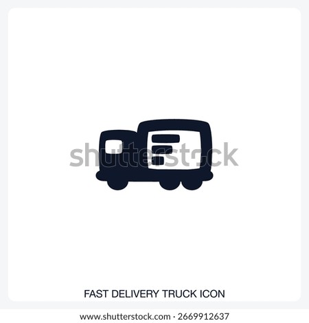 Fast Delivery Truck Icon solid vector icon with a bold, minimal design. Suitable for presentations, websites, apps, infographics, and various digital or print projects.